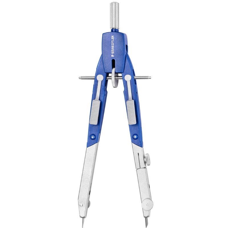 STAEDTLER passer Mars Comfort 552 02, blauw/zilver, drukknopmechaniek, 170 mm, max 360 mm cirkeldiameter